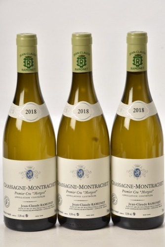 Chassagne Montrachet Blanc 1er Cru Morgeot 2018Domaine Ramonet 3 bts In Bond