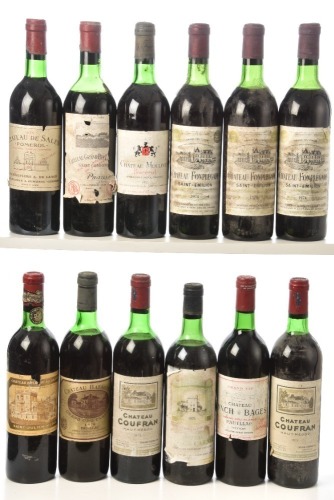 Chateau Lynch-Bages 1975 Pauillac 1bt Chateau Ducru- Beaucaillou 1970 Saint- Julien 1bt Chateau Batailley 1976 Pauillac 1bt Chateau de Sales 1975 Pomerol 1bt Chateau Coufran 1973 Haut-Medoc 2bts Chateau Moulinet 1975 Pomerol 1bt Chateau Fonplegade 1974 Sa