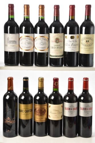Chateau Brainaire Ducru 2008 1 bt Chateau Lagrange 2009 1 bt Baron de Brane 2015 2 bts Brane Cantenac 2011 1 bt Chateau Larcis Ducasse 2005 1 bt Chateau Clos Fortet 2006 1 bt Chateau Girolate 2005 1 bt Chateau Pavie Macquin 2006 1 bt Chateau Caronne St Ge