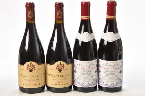 Morey St Denis Alouettes 1er Cru 2006 Domaine Ponsot 2 bts Morey St Denis Clos des Rosiers 2016 Domaine Chantal Remy 2bts above 4bts