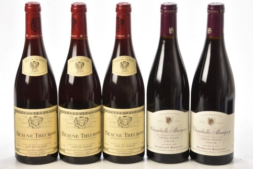 Chambolle-Musigny Vielle Vignes 2010 Domaine Hudelot-Baillet 2 bts Beaune Theurons 2005 Louis Jadot 3 btsabove 5bts