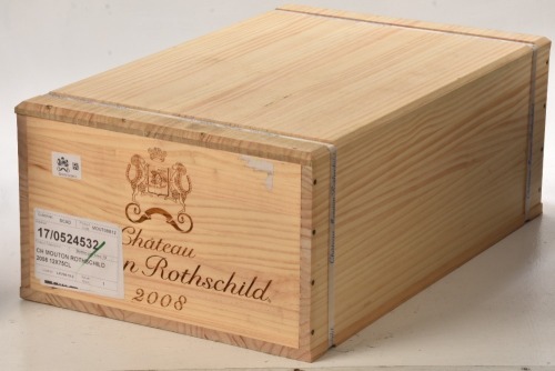 Chateau Mouton Rothschild 2008 Pauillac 12 bts OWC In Bond Chateau Banded