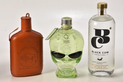 Outer Space Vodka 40% vol 70cl 1 bt Black cow Vodka 40% vol 70cl 1 bt Zubrowka Bison Brannd Vodka 35cl 1 bt Above 3 bts