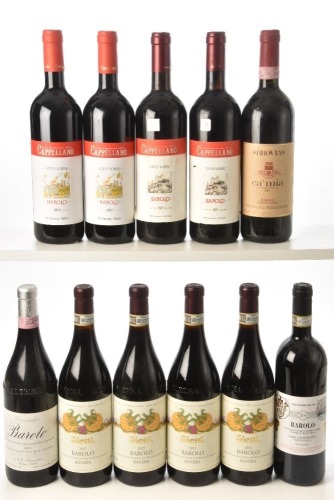 Barolo Otin Fiorin 2008 Capellano 2 bts Barolo Otin Fiorin 1997 Capellano 2 bts Barolo brovia Ca'Mia 2001 1 bt Barolo gramelere 2004 fratelli Allessandria 1 bt Barolo Ravera 2012 Vietti 4 bts Barolo 2016 Comm GB Burlotto 1 bt Above 11 bts