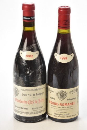 Chambertin Clos de Beze Grand Cru 2002 Dominque Laurent 1 bt Vosne Romanee 1er Cru Les Beaumonts 1999 Dominque Laurent 1 bt Above 2 bts