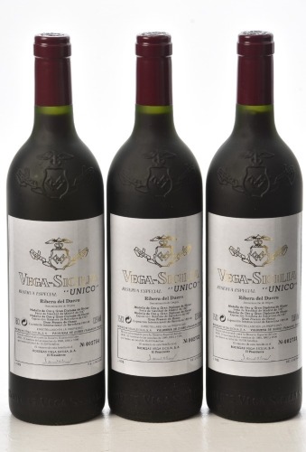 Vega Sicilia Unico 1990/1991/1996 Reserva Especial 3 bts OWC