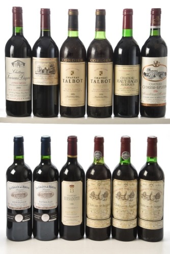 Chateau La Grave de Bertin Reserve Bordeaux 2010 2bts Chateau Bernadotte Haut-Medoc 1996 1bt Chateau de Seguin Bordeaux Supérieur 1987 3bts Chateau Forcas-Dupré Listrac-Medoc 2000 1bt Chateau Cantemerle Haut Medoc 1997 1bt Chateau Talbot Saint Julien 1979