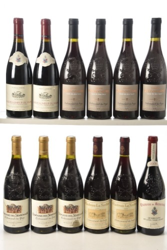 Chateauneuf du Pape Domainne des Senechaux 2006 3Bts Chateauneuf du Pape Chateau La Nerthe 1999 1Bt Chateauneuf du Pape Chateau La Nerthe 2000 1bt Chateauneuf du Pape les Sinards Famille Perrin 2018 2bts Châteauneuf du Pape Cuvée de Deux Seurs Tour St Mi