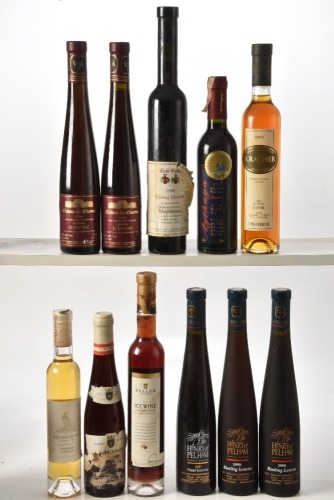 Riesling Eiswein 1998 Rheinhessen 1 hf bt Eldenhof 1989 1 hf bt Peller Cabernet Franc Icewine 1 hf bt Quail's Gate Riesling Icwine 2014 1 200ml bt Chateau Des Charmes Riesling Icewine 1996 2 hf bts Henry of Pelham 1998 Riesling Icewine 2 hf bts Henry of P