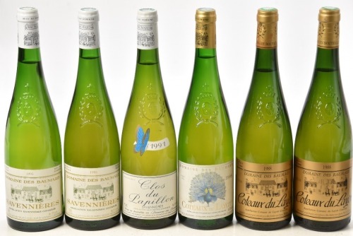 Coteaux du Layon Domaine Baumard 1988 2 bts Savennieres Papillon Domaine Baumard 1991 1bt Coteaux du Layon Le Paon Domain Baumard 1995 1bt Savennieres Domaine Baumard 1995 2bts Above 6 bts