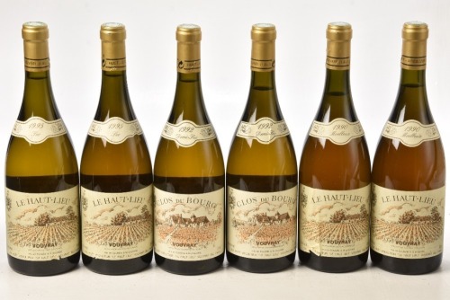 Vouvray Le Haut Lieu Moelleux Huet 1990 2bts Vouvray Clos le Bourd Demi-Sec Huet 1992 2bts Vouvray Le Haut Lieu Sec Huet 1995 2bts Above 6bts
