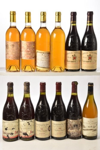 Chateau Clos Haut Peyrauguey Premier Cru Sauternes 1989 1bt Chateau de Saun Barsac 1990 2bts Chateau de Bouscasse Vieilles Vignes 1996 1bt (not confirmed if in picture) Chateu St Andre Chateauneuf du Pape 1995 2bts Chateauneuf du Pape Camille Serre 1993