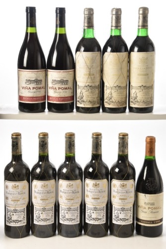 Vina Pomal Rioja Reserva 1994 2 bts Vina Pomal Rioja Gran Reserva 1998 1 bt Marques de Riscal Rioja Reserva 1998 2 bts Marques de Riscal Rioja Reserva 1997 1 bt Marques de Riscal Rioja Reserva 2012 2 bts Marques de Riscal Rioja Reserva 2015 1 bt Marques d