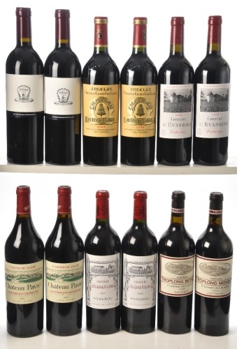 St Emilion and Pomerol 2009 Mixed Case Inc Angelus and Pavie 12 bts OWC In Bond