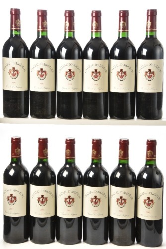Chateau D'Aiguilhe 2001 Castillon Cotes de Bordeaux Damaged OWC 12bts