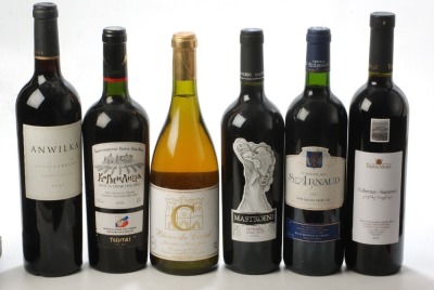 Klein Constantia Anwilka 2005 1bt (South Africa) Chateau St Arnaud 2005 Saint Emilion 1bt (Bordeaux) Teliani Valley Cabernet Saperavi 2007 1bt (Georgia) Tgantali Cabernet Sauvignon Limniona 2004 1bt (Greece) Mastroeni Notable Malbec 'Roble' 2010 1bt (Arge