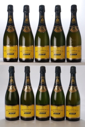 Champagne Heidsieck Monopole Blue Top NV 10 bts Charity Lot - No Buyer's Premium - From a private collection in Sussex