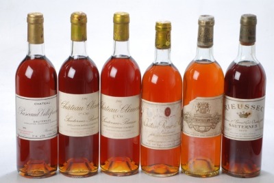 Chateau Rieussec 1975 Sauternes 1 bt Chateau Romer du Hayot 1975 Sauternes 1 bt Above Chateau Climens 1991 Sauternes 2 bts Chateau Coutet 1975 Sauternes 1 bt Chateau Pascaud Villefranche 1992 Sauternes 1 bt Above 6 Bts. Charity Lot - No Buyer's Premium -