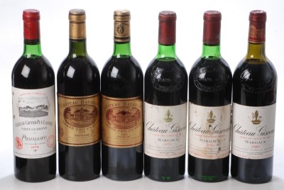 Chateau Giscours 1976 Margaux 1 bt Chateau Giscours 1980 Margaux 1 bt Chateau Giscours 1976 Margaux 1 bt Chateau Grand Puy Lacoste 1978 Pauillac 1 bt Chateau Batailley 1978 Pauillac 1 bt Chateau Batailley 1983 Pauillac 1 bt Above 6 bts Charity Lot - N