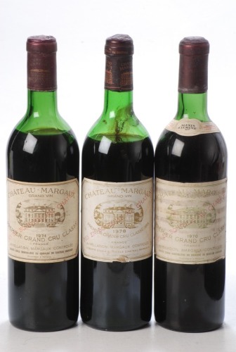 Chateau Margaux 1978 Margaux 1 bt Chateau Margaux 1974 Margaux 1 bt Chateau Margaux 1970 Margaux 1 bt Above 3 bts Charity Lot - No Buyer's Premium - From a private collection in Sussex