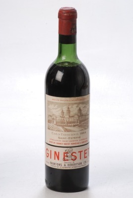 Chateau Cos d Estornel 1964 Saint Estephe Shipped by F. Ginestet 1 bt Charity Lot - No Buyer's Premium - From a private collection in Sussex