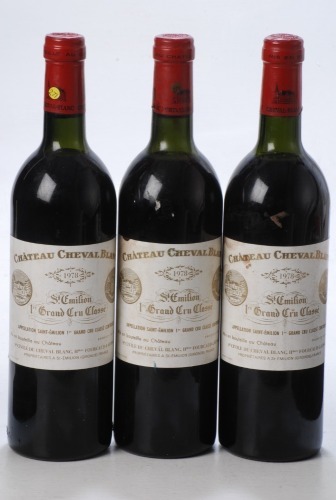 Chateau Cheval Blanc 1978 Saint Emilion 3 bts Charity Lot - No Buyer's Premium - From a private collection in Sussex
