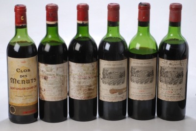 Chateau Duhart Milon Rothschild 1971 Pauillac 3 bts Clos des Menuts 1983 Saint Emilion Grand Cru 1 bt Chateau Corbin Michotte 1967 Saint Emilion 2 bts Above 6 Bts Charity Lot - No Buyer's Premium - From a private collection in Sussex