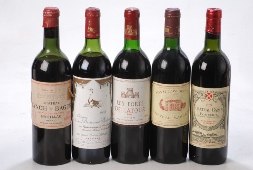 Les Forts de Latour 1986 Pauillac 1 bt Pavillon Rouge de Chateau Margaux 1986 Margaux 1 bt Chateau Gazin 1978 Pomerol 1 bt Chateau Lynch Bages 1961 Pauillac 1 bt Chateau Mouton Baronne Philippe 1983 Pauillac 1 bt Above 5 bts Charity Lot - No Buyer's Pre