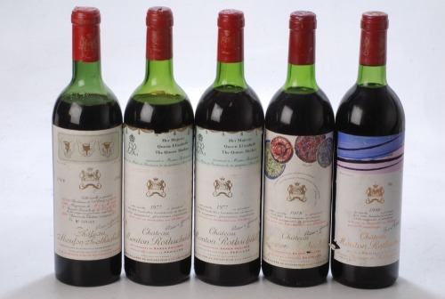 Chateau Mouton Rothschild 1980 Pauillac 1 bt Chateau Mouton Rothschild 1978 Pauillac 1 bt Chateau Mouton Rothschild 1977 Pauillac 2 bts Chateau Mouton Rothschild 1964 Pauillac 1 bt Above 5 bts Charity Lot - No Buyer's Premium - From a private collection