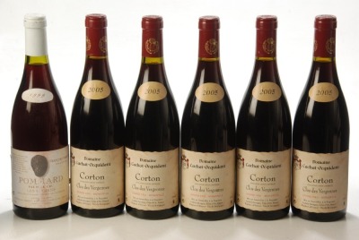 Corton Clos des Vergennes Grand Cru Monople 2005 Domaine Cachat Ocquidant 5bts Pommard Premier Cru Les Rugiens 1999 Domaine Francois Parent 1bt Above 6bts IN BOND