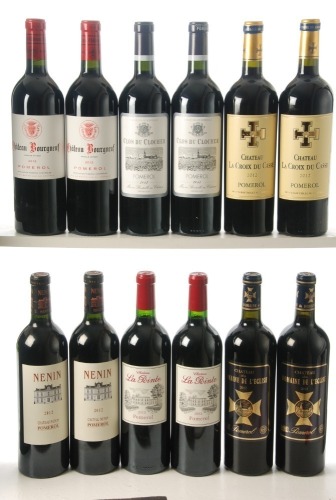 Chateau La Coix du Casse 2012 Pomerol 2 Bts Chateau Borgneuf 2012 Pomerol 2 Bts Clos du Clocher 2012 Pomerol 2 Bts Chateau La Pointe 2012 Pomerol 2 Bts Chateau Nenin 2012 Pomerol 2 Bts Chateau du Domaine de L’Eglise 2012 Pomerol 2 Bts Above 12 Bts