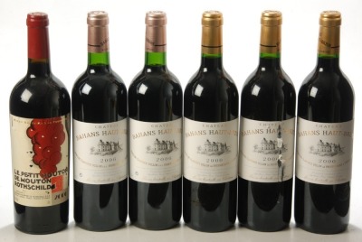 Chateau Bahans Haut-Brion 2000 Pessac-Leognan 3 Bts Chateau Bahans Haut-Brion 2006 Pessac-Leognan 2 Bts Le Petit Mouton de Mouton Rothschild 2006 Pauillac 1 Bt Above 6 Bts