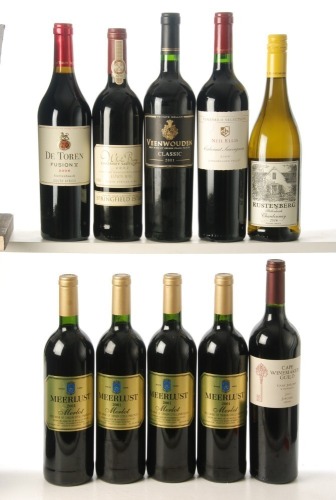 Meerlust Merlot 2001 4 Bts Jordan Sophia 2007 Gary Jordan 1 Bt Veenwouden Classic 2001 1 Bt Niel Ellis Cabernet Sauvignon 2009 1 Bt Whole Berry Cabernet Sauvignon 2002 Springfield Estate 1 Bt De Toren Fusion 5 2006 1 Bt Rustenberg Chardonnay 2016 1 Bt Abo