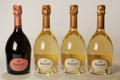 Champagne Ruinart Blanc de Blanc NV 3 Bts Champagne Ruinart Rose NV 1 Bt Above 4 Bts