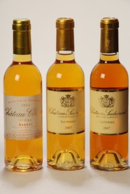 Chateau Suduiraut 2007 Sauternes 2 Hlf Bts Chateau Climens 2003 Sauternes 1 Hlf Bt Above 3 Hlf Bts
