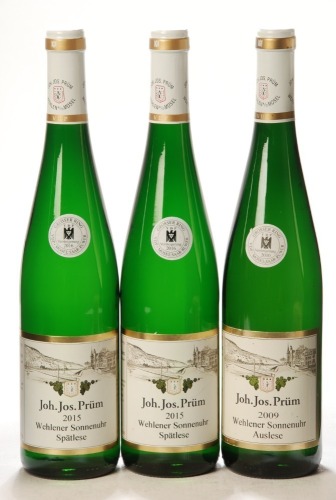 Wehlener Sonnenuhr Auslese Aucktion Wine Jos Jos Prum 2009 1 Bt Wehlener Sonnenuhr Spatlese Aucktion Wine Jos Jos Prum 2015 2 Bts Above 3 Bts
