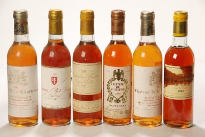 Chateau d Yquem 1989 Sauternes 1 Hlf Bt Chateau de Fargues 1983 Sauternes 1 Hlf Bt Chateau Piot-David 1989 Sauternes 1 Hlf Bt Chateau de La Chartreuse 1984 Sauternes 2 Hlf Bts Chateau de Sainte-Helen 1990 Sauternes 1 Hlf Bt Above 6 Hlf Bts