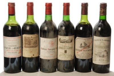 Chateau Lynch Bages 1981 Pauillac 1 Bt, Chateau Bourgneuf 1982 Pomerol 1 Bt Leoville Barton 1983 Saint Julien 1 Bt Chateau Laroque 1989 Saint Emilion 1 Bt Chateau Beychevelle 1982 Saint Julien 1 Bt Chateau Duhart Milon 1982 Pauillac 1 Bt Above 6 Bts