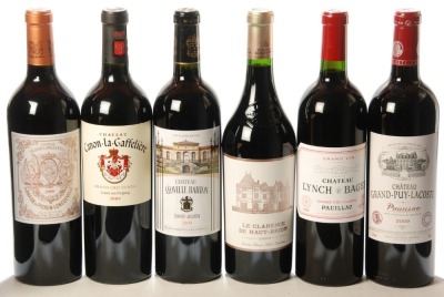 Chateau Grand Puy Lacoste 2009 Pauillac 1 Bt Chateau Leoville Barton 2009 Saint Julien 1 Bt Le Clarence de Haut Brion 2009 Pessac-Leognan 1 Bt Chateau Lynch Bages 2009 Pauillac 1 Bt Chateau Pichon Longueville Baron 2009 Pauillac 1 Bt Canon Le Gaffilliere 