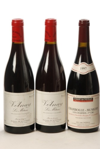 Volnay 1er Cru Les Mitans 2002 Domaine de Montille 2 Bts Chambolle Musigny 1er Cru Charmes 1997 Domaine des Chezeaux 1 Bt Above 3 Bts