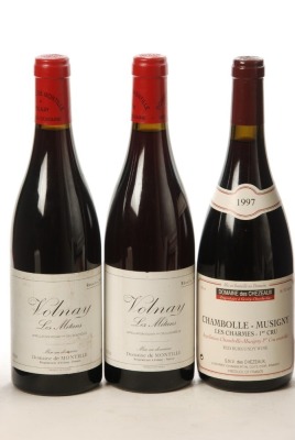 Volnay 1er Cru Les Mitans 2002 Domaine de Montille 2 Bts Chambolle Musigny 1er Cru Charmes 1997 Domaine des Chezeaux 1 Bt Above 3 Bts