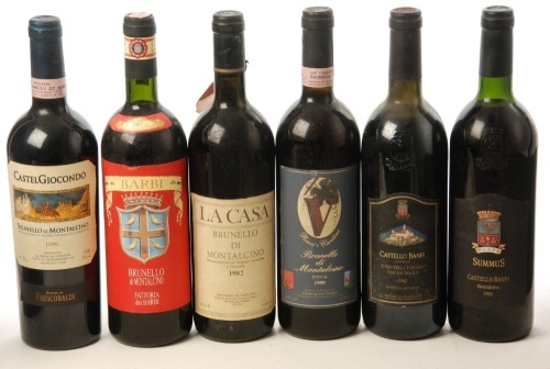 Brunello di Montalcino 1999 Rossi Cantini 1 Bt Brunello di Montalcino 1982 La Casa 1 Bt Brunello di Montalcino 1997 Fattoria dei Barbi 1Bt Brunello di Montalcino 1999 Castel Giocondo Machesi de Fresobaldi 1 Bt Summus 1993 Castello Banfi 1 Bt Summus 1990 