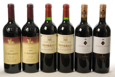 Cepparello Isole e Olena 1999 2 Bt Guado al Tasso Marchesi Antinori 2012 2 Bt L Apparita Castello di Ama 2007 2 Bt Above 6 Bts