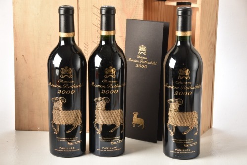 Chateau Mouton Rothschild 2000 Pauillac 3 bts OWC In Bond