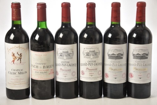 Chateau Lynch Bages 1986 Pauillac 1 bt Chateau Clerc-Milon 2002 Pauillac 1 bt Chateau Grand Puy lacoste 2004 Pauillac 2 bts Chateau Grand Puy lacoste 2001 Pauillac 2 bts Above 6 bts From an excellent private cellar in Edinburgh