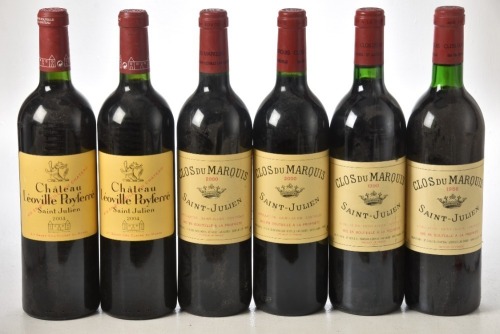 Clos du marquis 1986 St Julien 1 bt Clos du Marquis 1990 St Julien 1 bt Clos du marquis 2000 St Julien 2 bts Chateau Leoville Poyferre 2004 St Julien 2 bts Above 6 bts From an excellent private cellar in Edinburgh