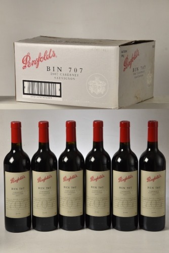 Penfolds Bin 707 2007 6 bts OCC slight damp/mould damage to OCC