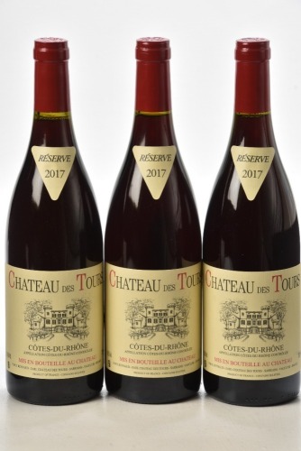 Cotes du Rhone Reserve 2017 Chateau des Tours 3 bts In Bond